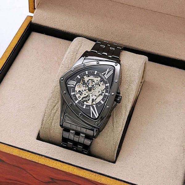 

fashion 2020 men's new hollow watch out waterproof men's leisure trend fully automatic mechanical concept men's watch, Slivery;brown