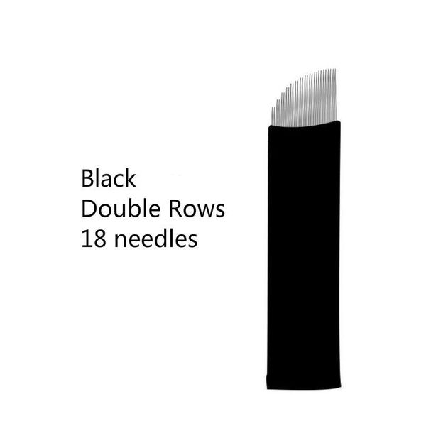

50pcs black double 18 pins blades professional microblading needles for permanent microblading embroidery pen 50p qylmpj