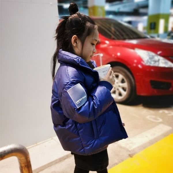 

short oversize girls down jacket kids 10 to 12 years teenage coat fashion mother daughter matching outfit jackets lj201125, Blue;gray