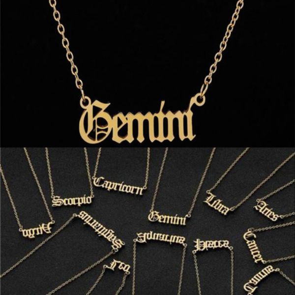 

stainless personalized letter zodiac constellation necklaces custom steel old english necklace birthday jewelry gifts y6tcda