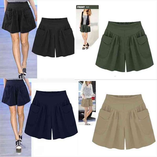 

women fashion plus size solid loose pockets lady summer casual shorts solid daily lady j16, White;black