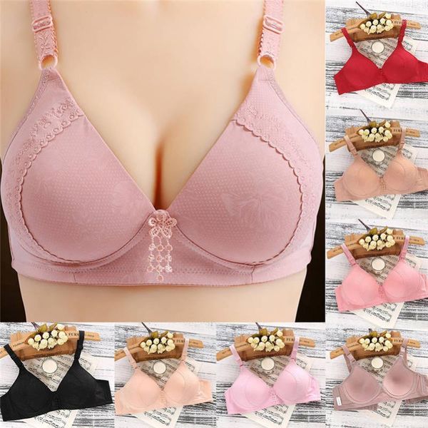 

bra women lingerie casual wild comfortable thin bra without steel ring comfortable underwear large cup 661br101, Red;black