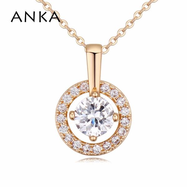 

pendant necklaces anka brand jewelry round & pendants girls gift luxury necklace with circular zircon fashion office lady #123164, Silver