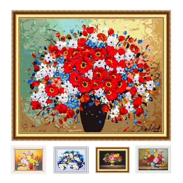 

paintings diy ribbon embroidery kit, easy handwork needlework for beginner, cross stitch kit flowers wall painting home accessories