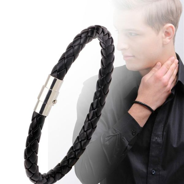 

link, chain simple style black coffee colors leather weaving bracelet for women and men vintage bracelets bangles man jewelry