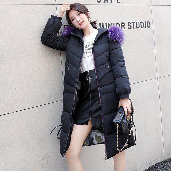 

winter jacket women tide new female parka coat feminina long down jacket slim long hooded down cotton coat women 2xl1, Black