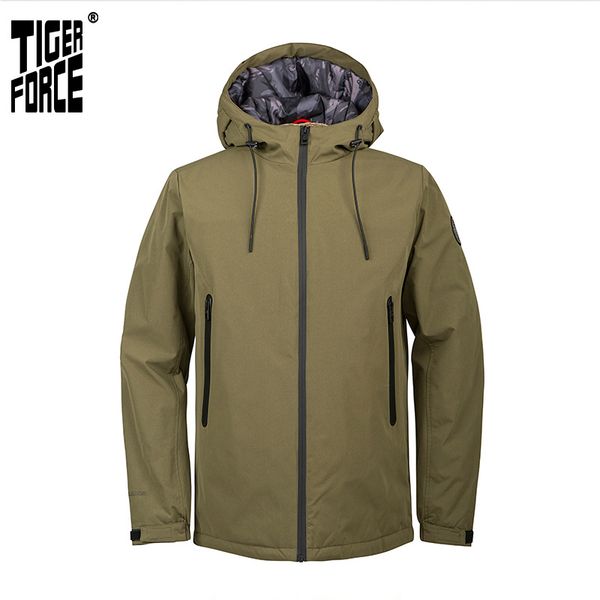

tiger force new arrival men spring jacket warm streetwear army green outwear rainproof casual clothes 50636 201214, Black