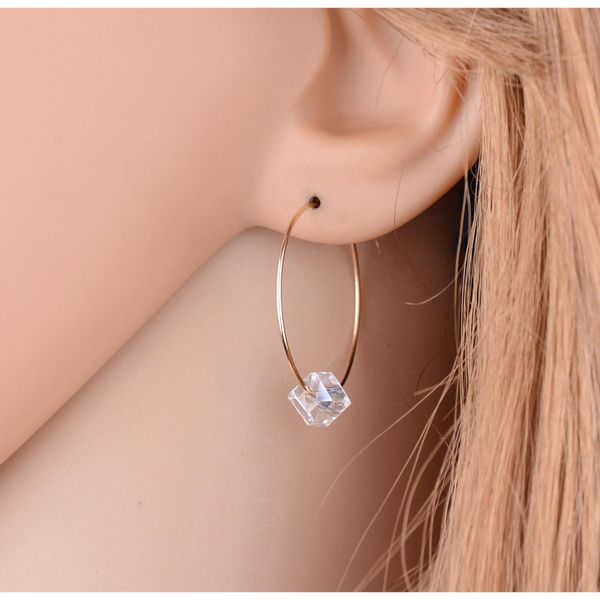

european and american minimalist circle earrings pearl transparent earrings glass beads earrings retro wholesale shipping 2dozu xc3m4, Silver