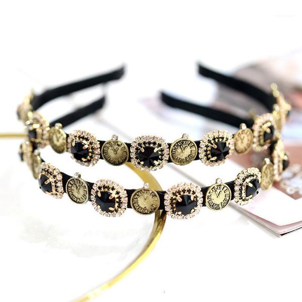 

Hairbands For Women Crystal Gold Metal Charms Hair Jewelry Vintage Watches Type Decorate Headwear Wedding Hairpins Gifts1, Golden;white
