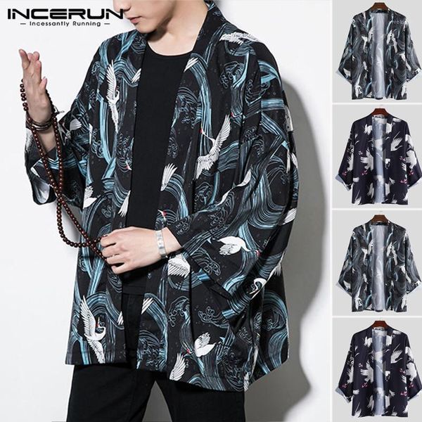 

incerun men long sleeve 2019 jackets hanfu cardigan retro style thin costume chinese style men's robe loose casual tang jackets1, Black;brown