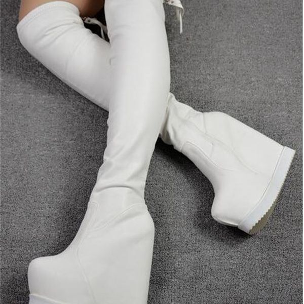

2020 and 16cm winter new high heels wedges on knees stovepipe boots 3yyi, Black