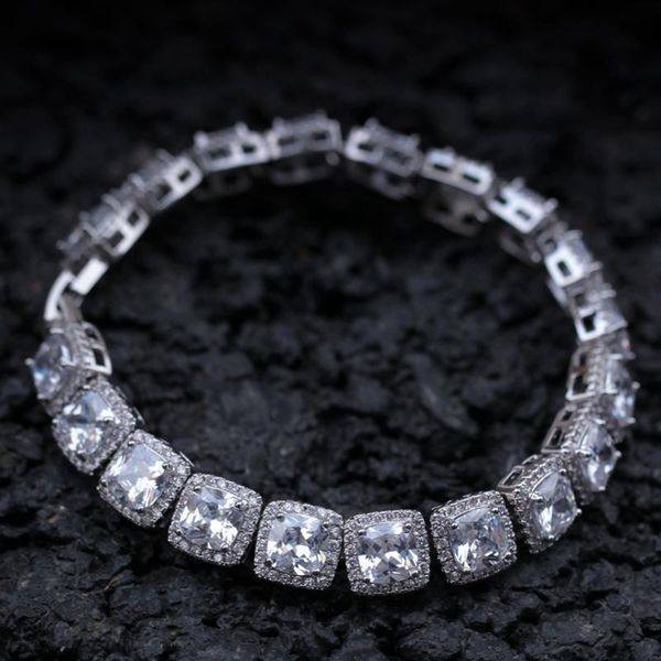 

iced bracelet big square cubic zirconia hiphop gold silver color mens bracelets 10mm bling bling fashion jewelry