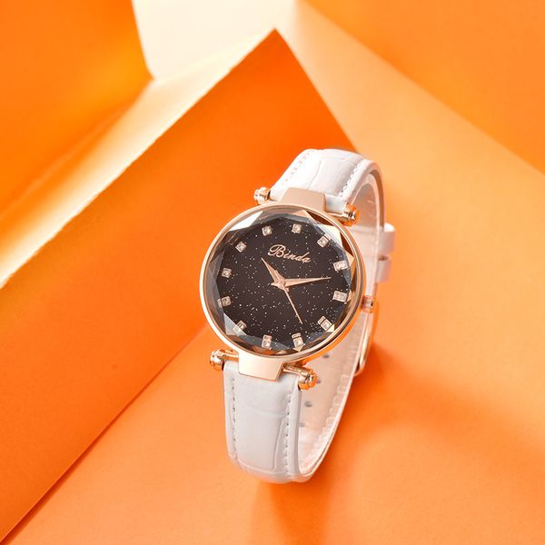 

star diamond watch womens straps fashion simple trend waterproof quartz set with diamonds for womens watch, Slivery;brown