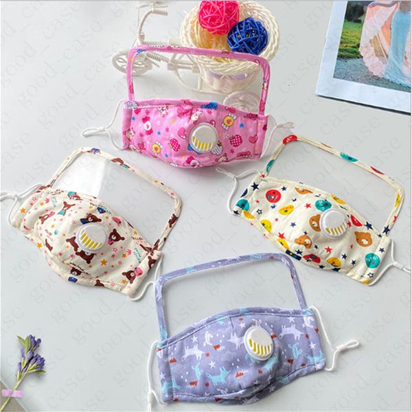 

kids breather valve face masks cotton dustproof respirator face cover eye shield washable 2 layers protective safety mouth masks sale d6810