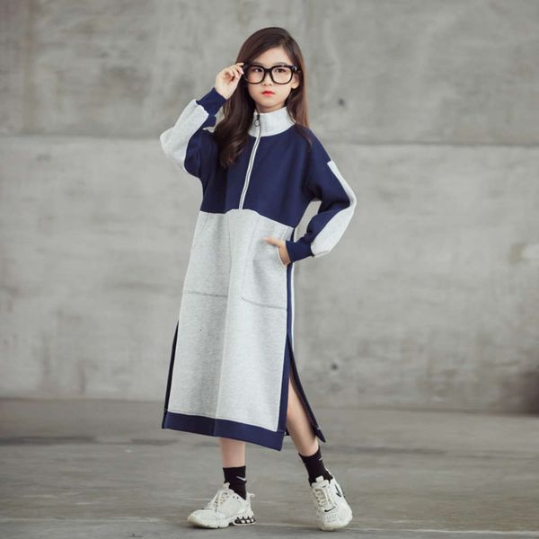 

blue girls' color autumn and winter matching korean princs drs, Red;yellow
