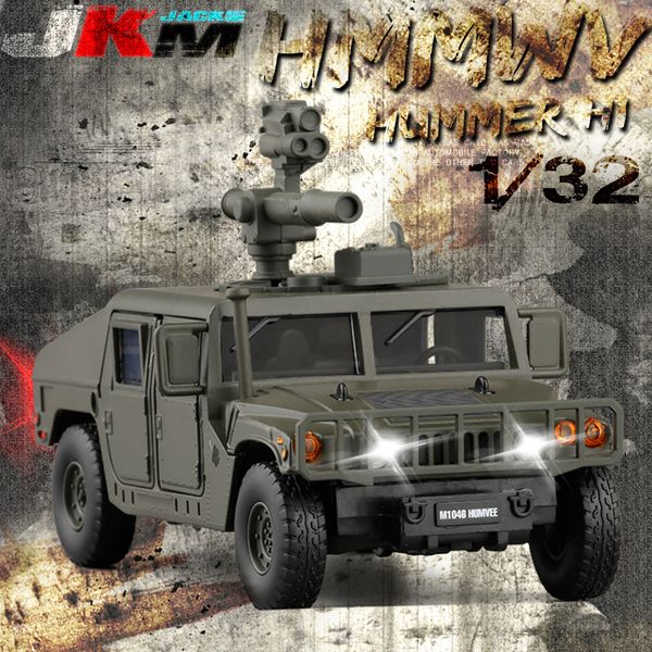 

jkm1 / 32 hummer h1 military six door acousto optic metal off road vehicle simulation car model toy
