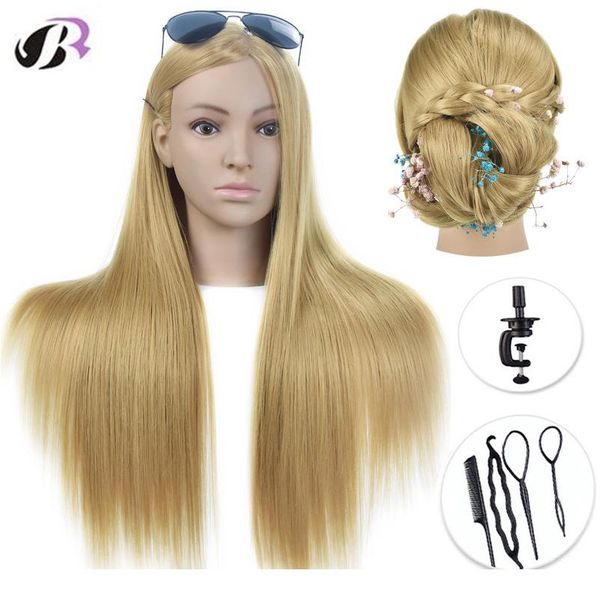 

горячая распродажа 26 \ "манекен голова с золотыми волосами волос парикмахерская практическая практика манекенные куклы парикмахерские приче