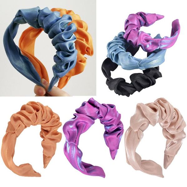 

hair accessories elegant chiffon bright silk hairbands women folds headband ornament hoops lady holder korean womens