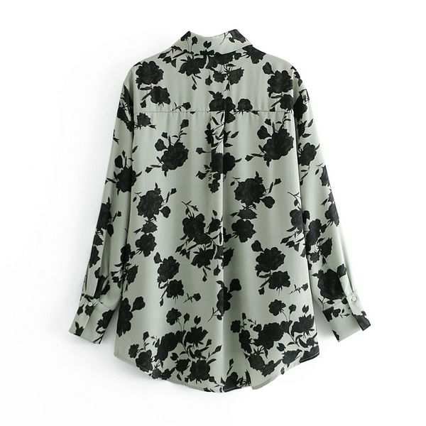 

2021 new shirts blouses long sleeve spring female floral print elegant office lady single breasted for women ye0a, Black;brown