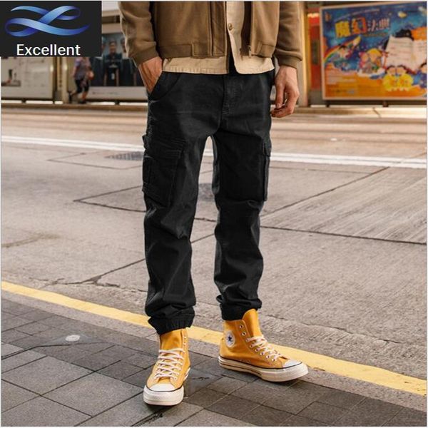 

bags autumn winter 2021 mens cotton fashion big size overalls outdoor mountaineering casual modis pants men, Black