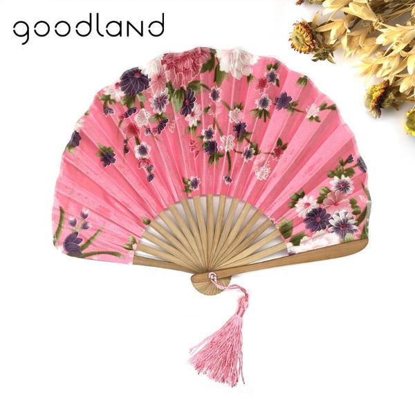 

party favor 1pc with delicate packaging japanese fabric floral pattern pocket folding bamboo fans for girls women
