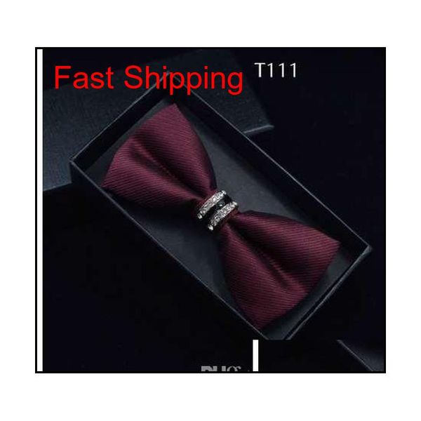 

tuxedo metal crystal wedding bow tie men women butterfly knot cravat black purple blue jujube red groom party b qylhdo queen66, Black;gray