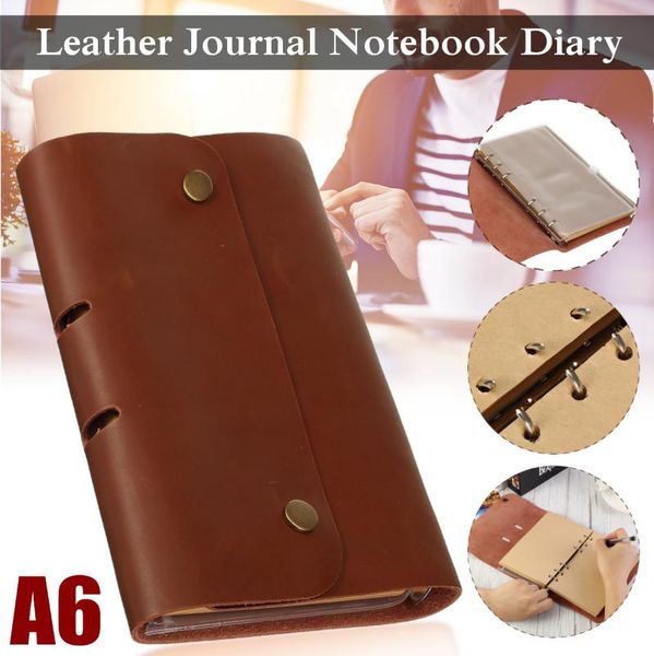 

notepads a6 travelers vintage notebook leather kraft diary replaceable note book journal sketchbook stationery school office supplies, Purple;pink