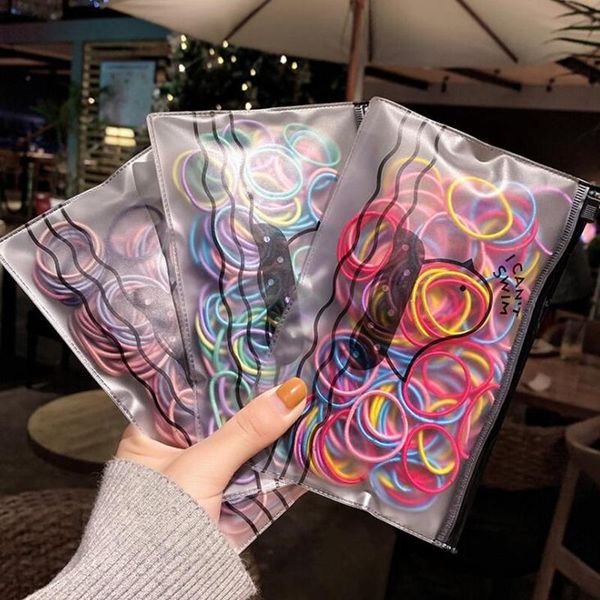 

hair clips & barrettes 100pcs bag girls cute colorful basic elastic bands holder children scrunchie rubber band kids accessories, Golden;silver
