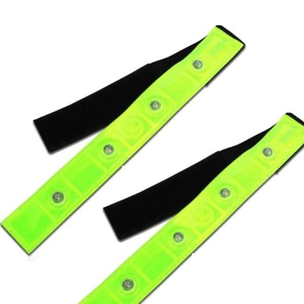 

outdoor safety reflective yellow armband red led lights running cycling jogging walking legwarmers