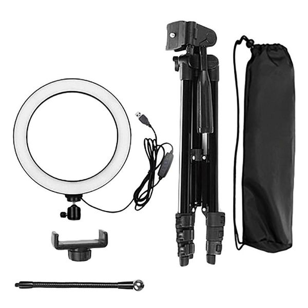 

led ring fill light bracket, portable dimmable 26cm ring light mobile phone live tripod