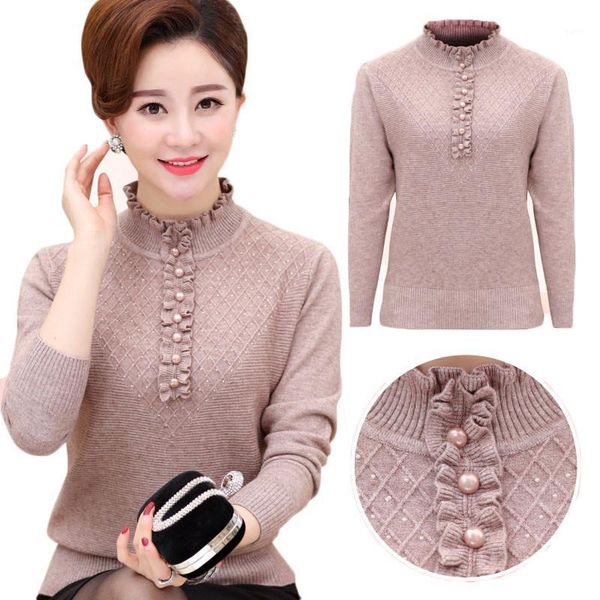 

middle-aged womens pullovers autumn winter mother clothing cashmere sweater turtleneck knitted bottoming shirt plus size w1521, White;black