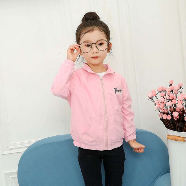 

new coat girl's back pocket autumn children's et medium length zipper shirt, Black