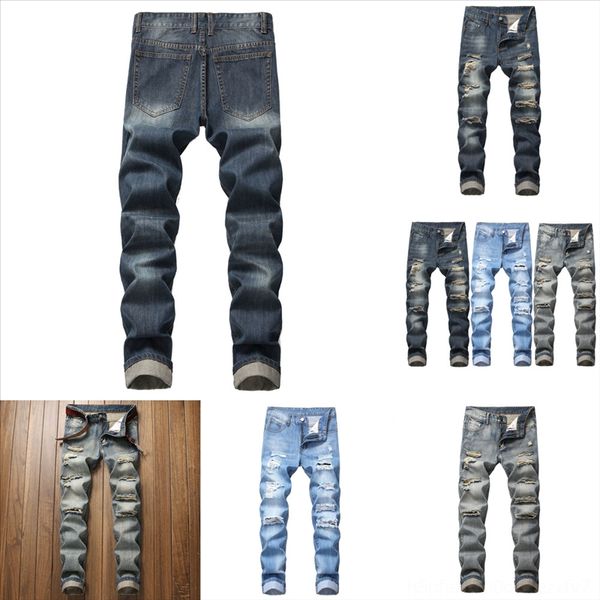 

sidpa men slim ripped underwear jeans jeans colors hole stretchy man skinny jeans destroyed taped hole fit, Black