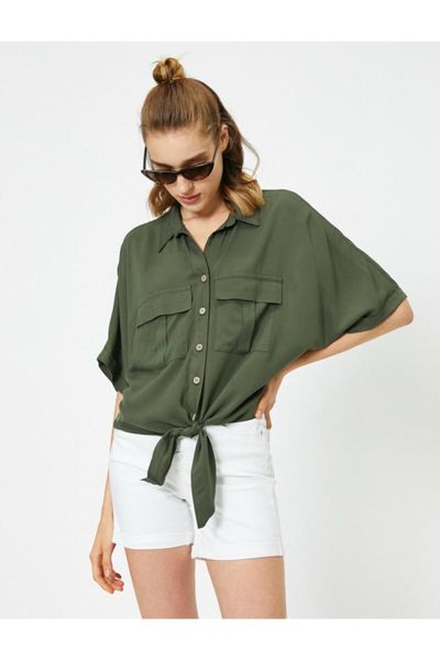 

koton beli should context mobile detailed short-sleeve shirt, White