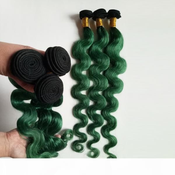 

fashion womens feather brazilian virgin hair ombre weaves extension 1b green two tone unprocessed 8-28inch mongolian human hair dhgate, Black