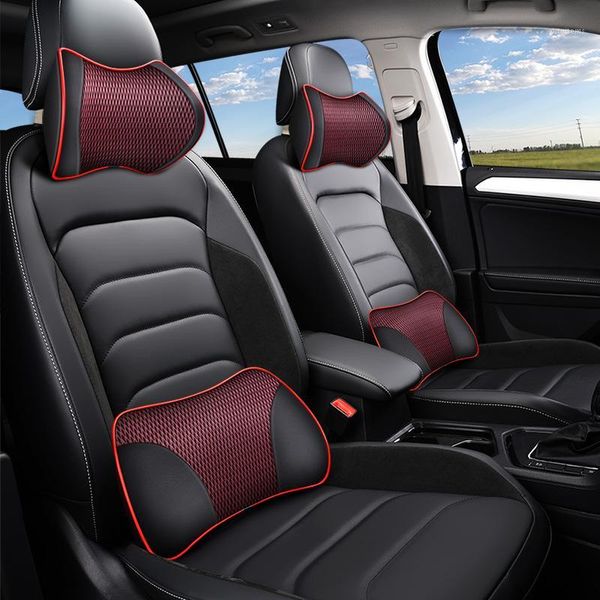 

kkysyelva memory foam car neck pillow pu leather car pillow waist rest seat back rest lumbar cushion for accessories1