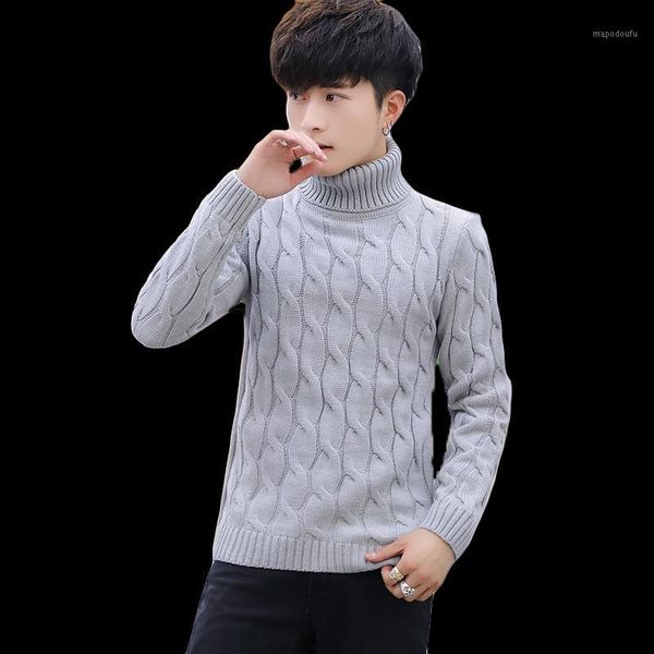 

2020 new mens turtleneck sweaters and pullovers winter casual solid knitted turtleneck wool sweater fashion men pullover homme1, White;black
