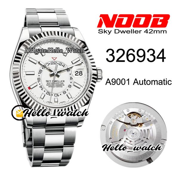 

2021 n sky a9001 automatic mens watch 326934 fluted bezel white dial dual time zone stainless steel bracelet watches hwrx hello_watch hwrx, Slivery;brown