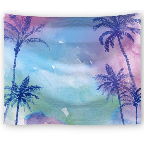 

summer beach tapestry wall hanging psychedelic blue sky sunshine tapestries palm leaf home decor rectangle wall art tapestry