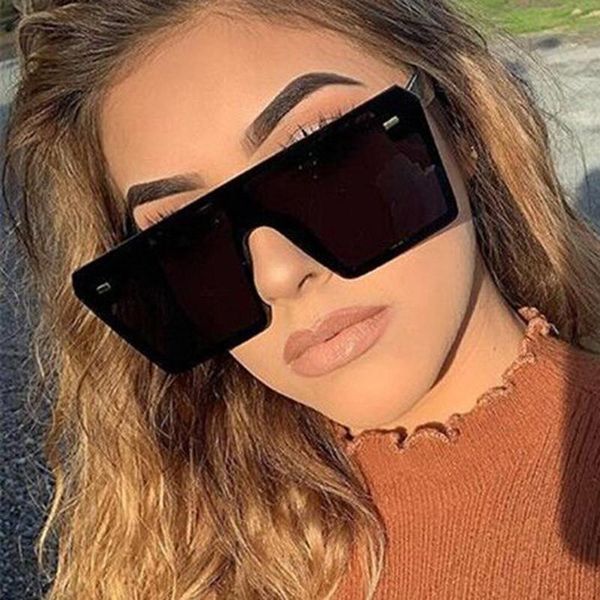 

sunglasses flat oversize square women fashion retro gradient sun glasses men blue big frame vintage eyewear uv400, White;black