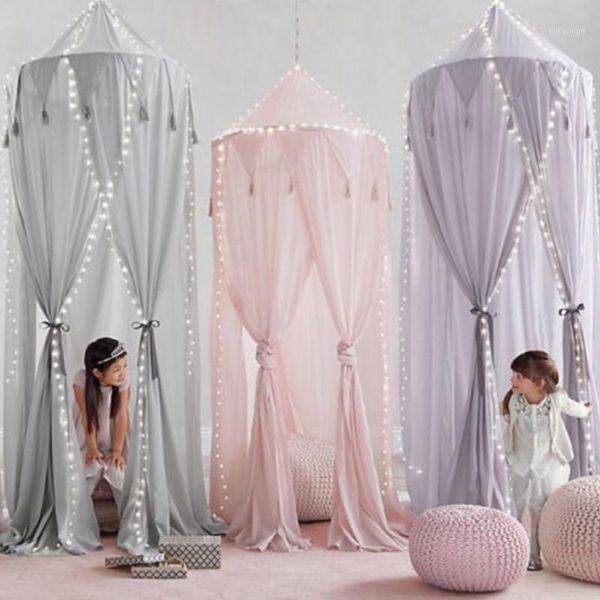 

kid baby bed canopy bedcover mosquito net curtain bedding round dome tent cotton1