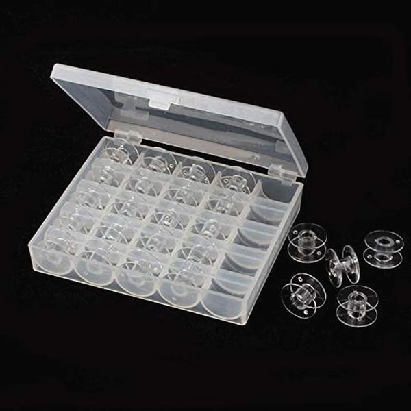 

25pcs clear sewing machine bobbins spools empty bobbins spools plastic storage box for home sewing accessories tools aa7650 wmtfpl comb2010