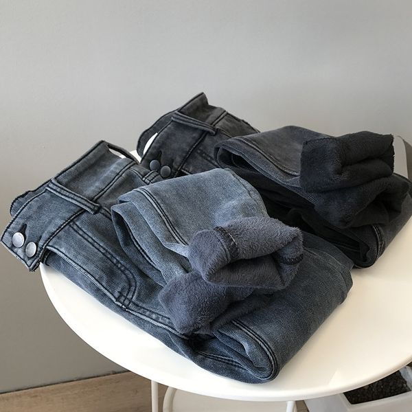 

skinny jeans, ankle pants, warm wool, korean style, 2020, Blue