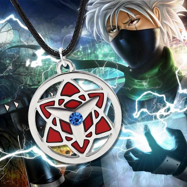 

japanese and korean anime jewelry retro personality naruto sasuke kaleidoscope sharingan necklace pendant male, Silver