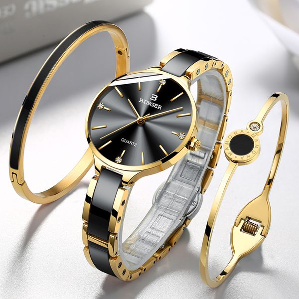

binger women's quartz watchbinger women's quartz watchesceramic ladies waterproof watches,ceramic ladies waterproof watch, 201119, Slivery;brown