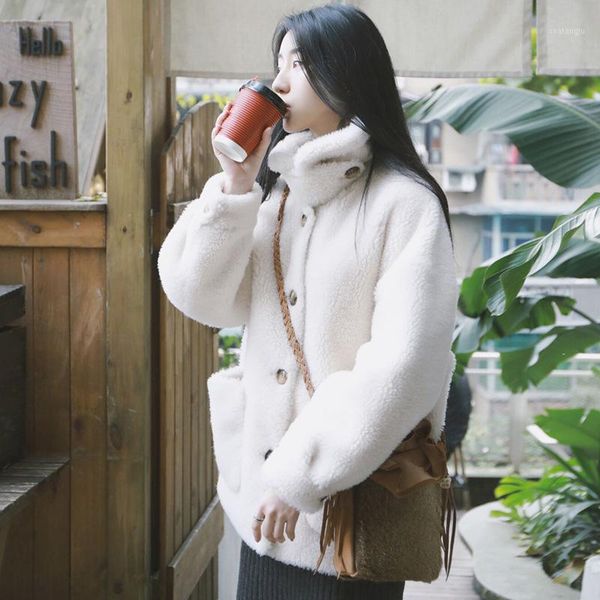 

fur in the fall and winter of 2020 velvet coat female female sheep wool coat1, Black