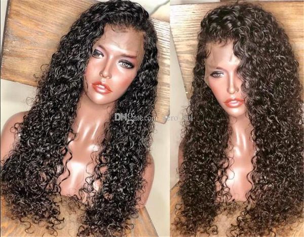 

natural hairline virgin brazilian wet wavy glueless full lace wigs water wave human hair lace front wigs natural color with baby hair, Black;brown