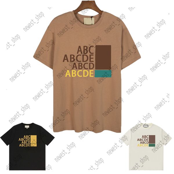 

2022 summer designer luxury mens t-shirts tshirt block letter panelled print t-shirt shirt khaki womens classic simple short sleeve casual c, White;black