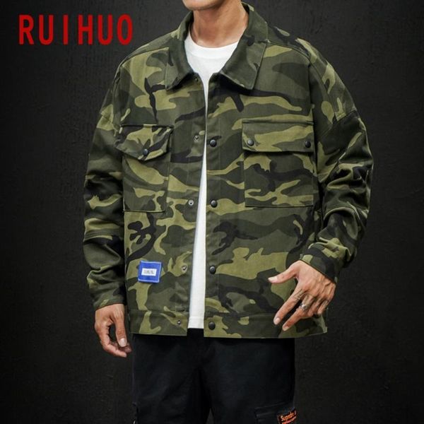 

ruihuo camouflage jacket men coat clothes streetwear bomber jacket men hip hop coat windbreaker 5xl 2021 autumn new, Black;brown