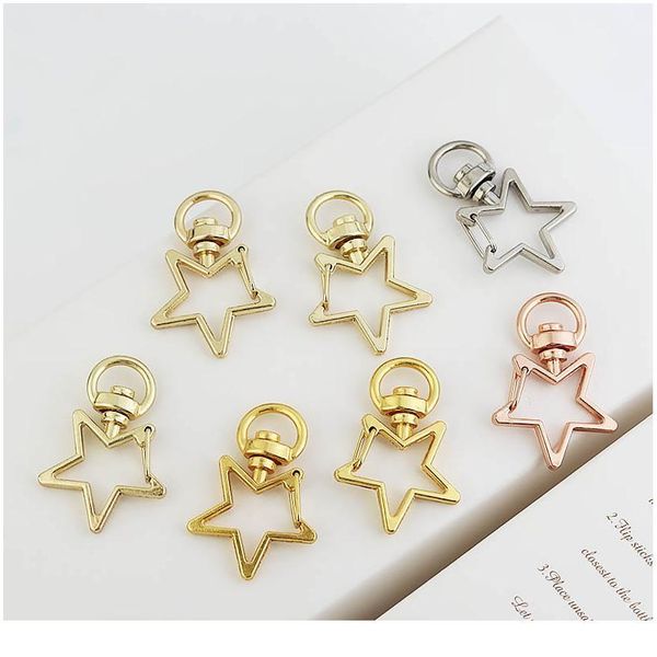 

10pcs cute star hollow key chain key ring keychain star lobster clasp buckle clasp diy jewelry making keychain jewelry jllrph